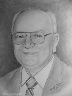 pencil drawing from photo older man with glasses
