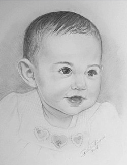 baby toddler pencil drawing from photo