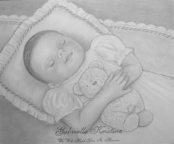 baby girl stillborn pencil portrait drawing
