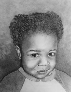 photo of little girl converted to real pencil art