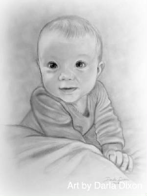 baby girl pencill portrait sketch gift