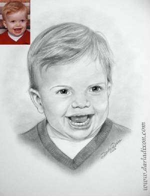 graphite pencil portrait little boy drawing