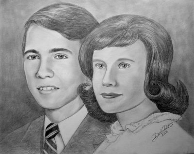 Valentine pencil portrait anniversary couple drawn