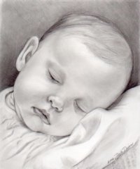 Newborn baby portrait of a sleeping baby girl