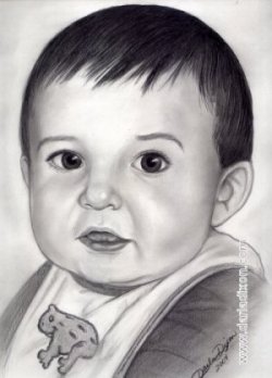 toddler boy graphite pencil portrait drawing 