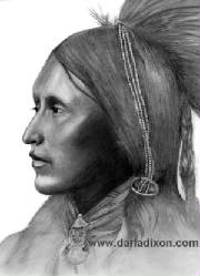 pencil portrait kiowa native american warrior