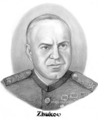 pencil portrait of zhukov military